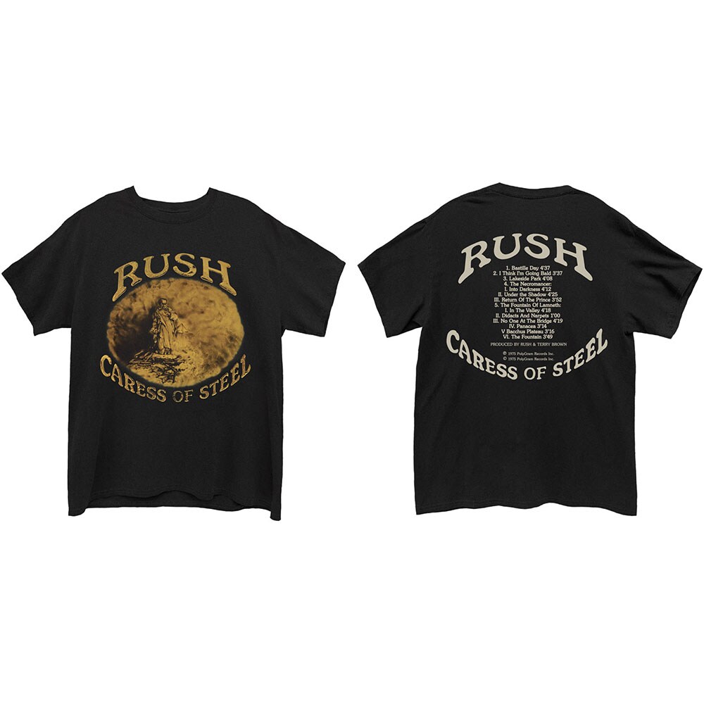 Rush Unisex T-Shirt: Caress of Steel (Back Print) (Medium)