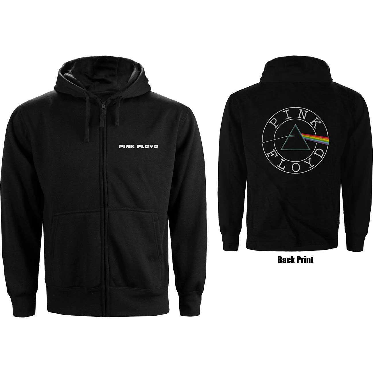 Pink Floyd Ladies Zipped Hoodie: Circle Logo (Back Print) (X-Small) - 2