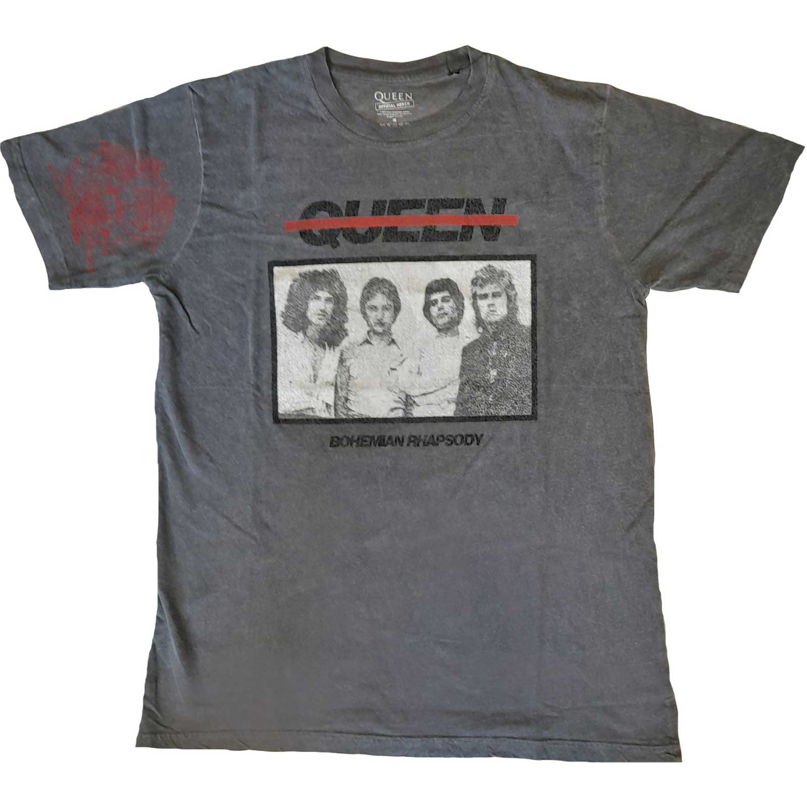 Queen Unisex T-Shirt: Bo Rhap Photo (Wash Collection & Sleeve Print) (X-Large)