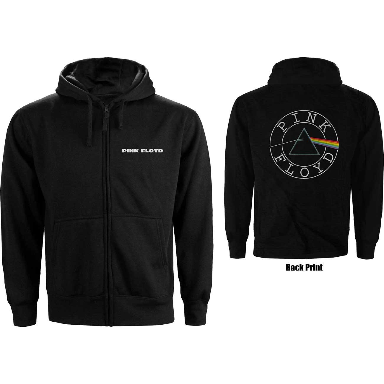 Pink Floyd Unisex Zipped Hoodie: Circle Logo (Back Print) (Large) - 2