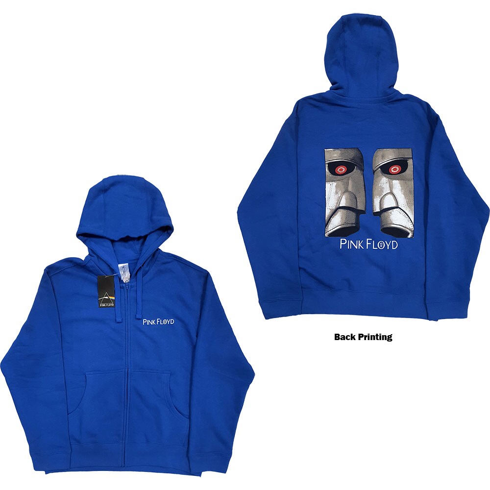 Pink Floyd Unisex Zipped Hoodie: Metal Heads Close Up (Back Print) (Medium)