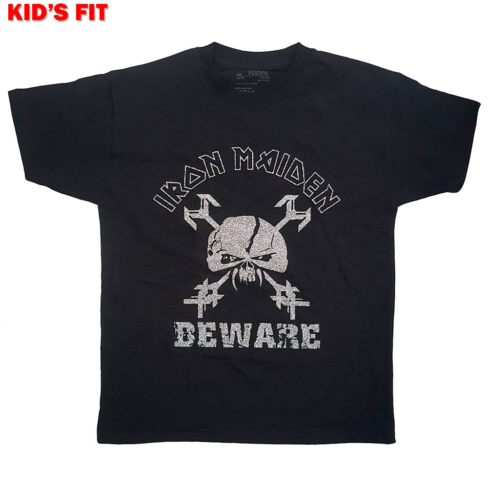 Iron Maiden Kids T-Shirt: Beware (Glitter Print) (7-8 Years)