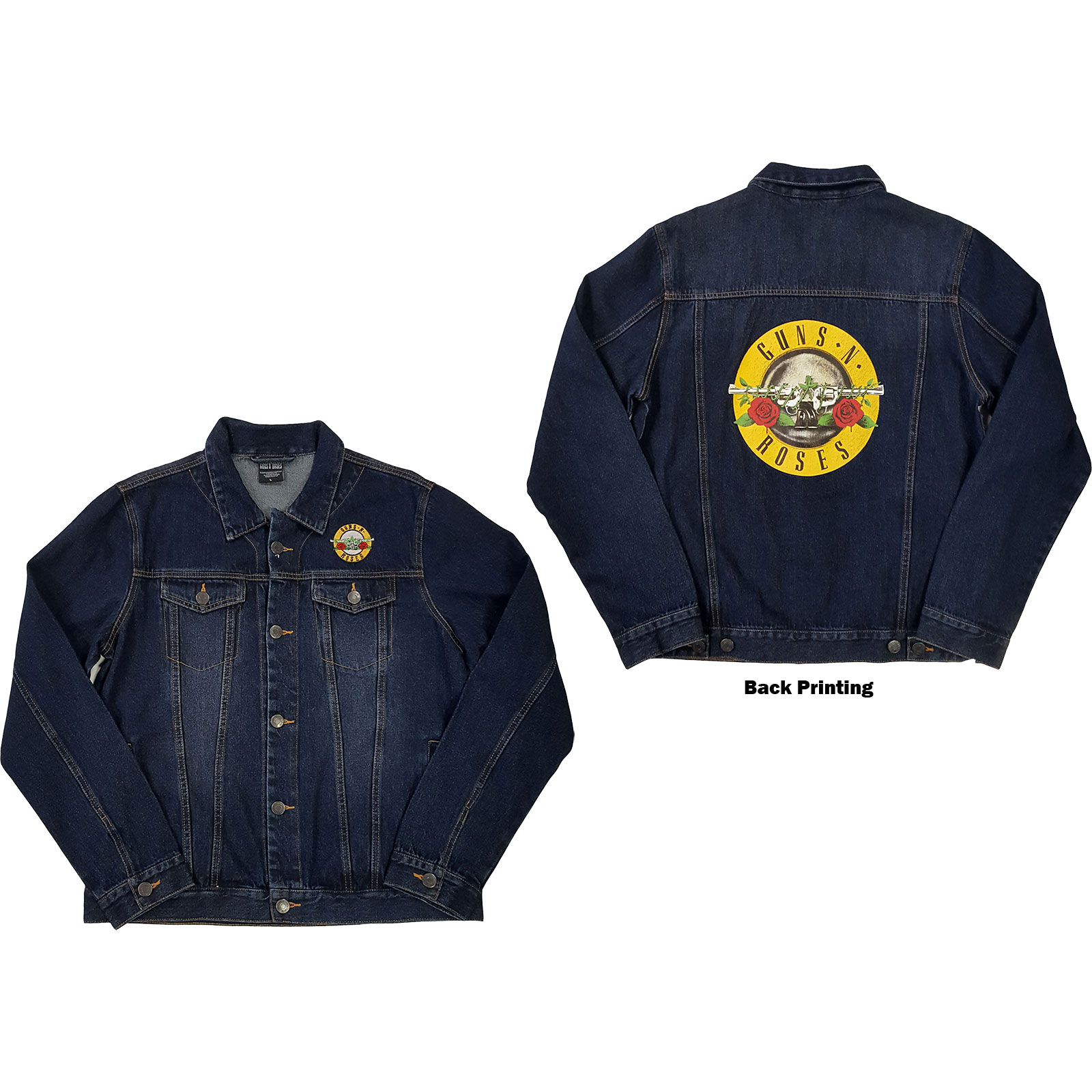Guns N' Roses Unisex Denim Jacket: Classic Logo (Back Print) (Medium)