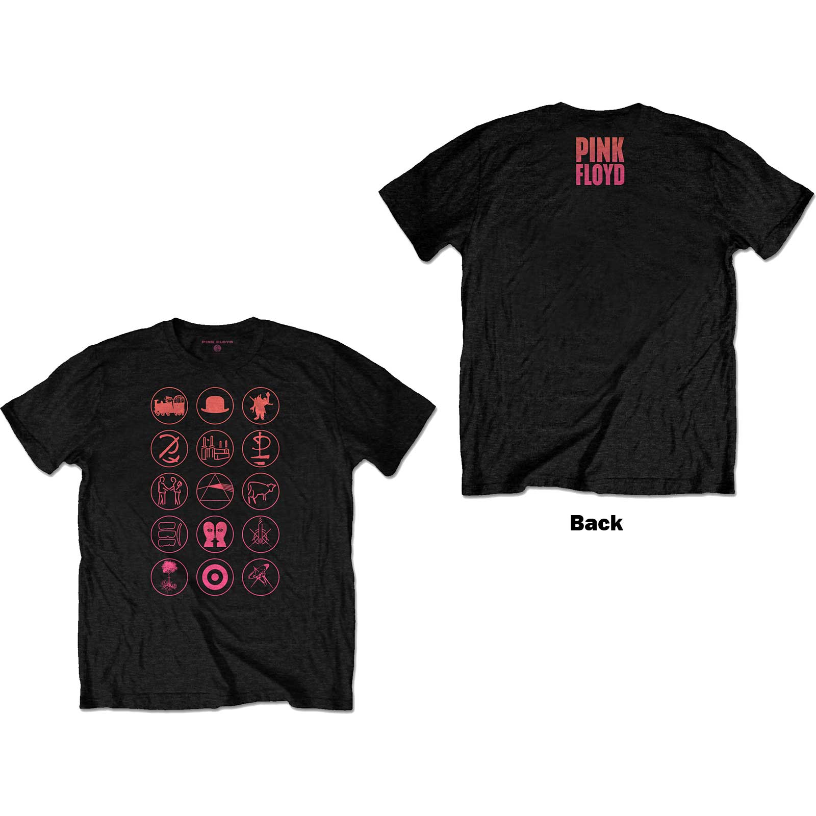 Pink Floyd Unisex T-Shirt: Symbols (Back Print) (Small)
