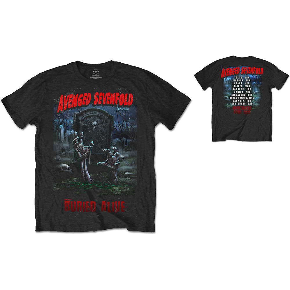 Avenged Sevenfold Unisex T-Shirt: Buried Alive Tour 2012 (Back Print) (Medium)