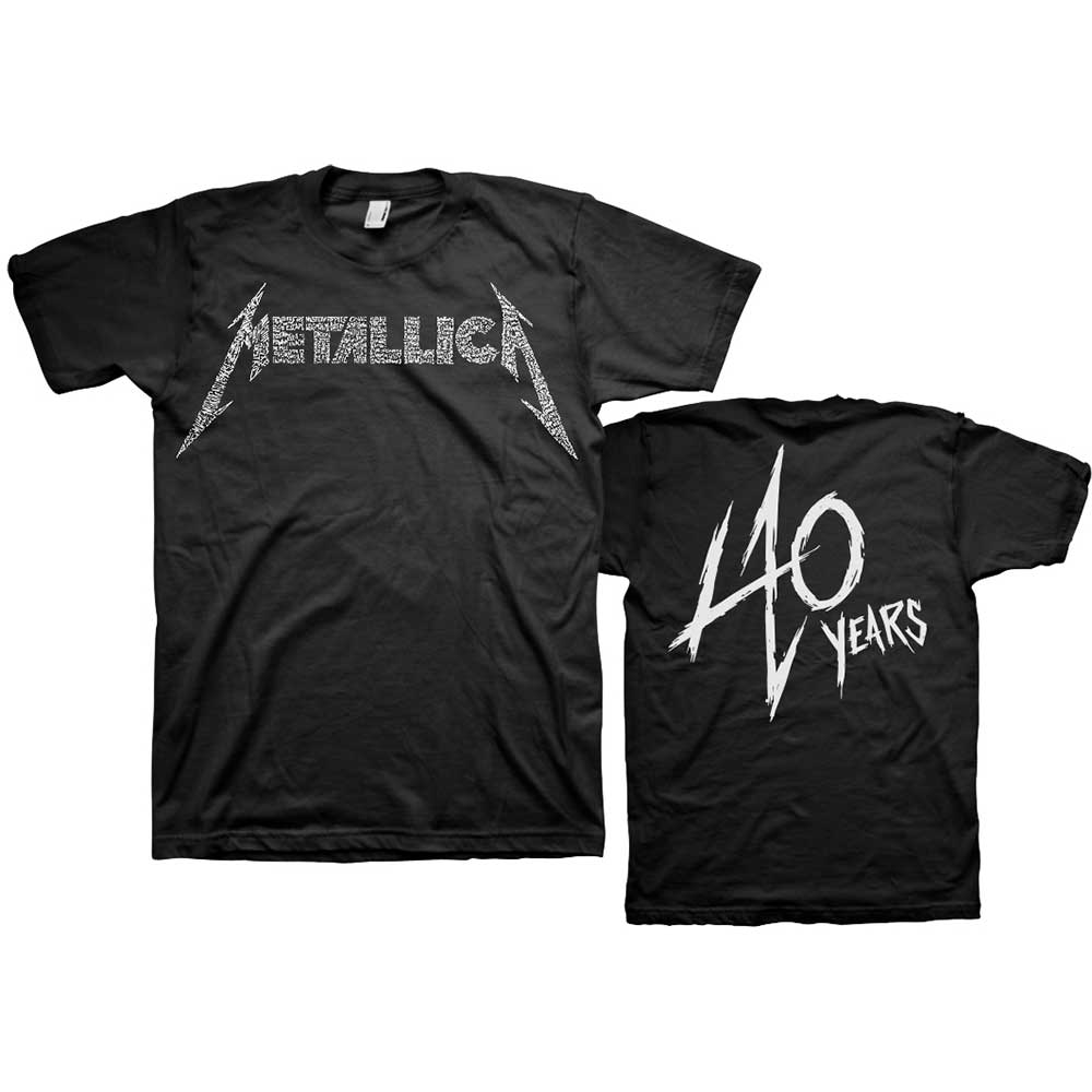 Metallica Unisex T-Shirt: 40th Anniversary Songs Logo (Back Print) (XX-Large)