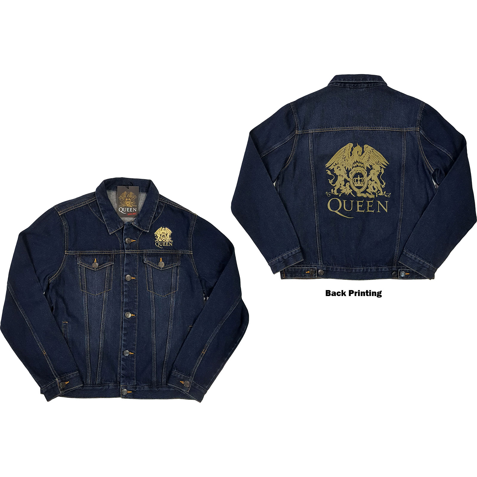 Queen Unisex Denim Jacket: Classic Crest (Back Print) (XX-Large)