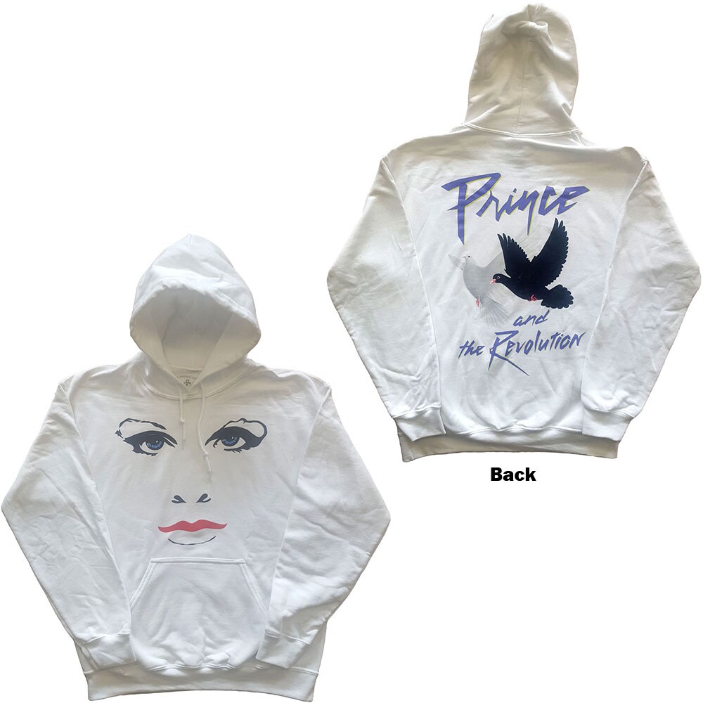 Prince Unisex Pullover Hoodie: Faces & Doves (Back Print) (Small)