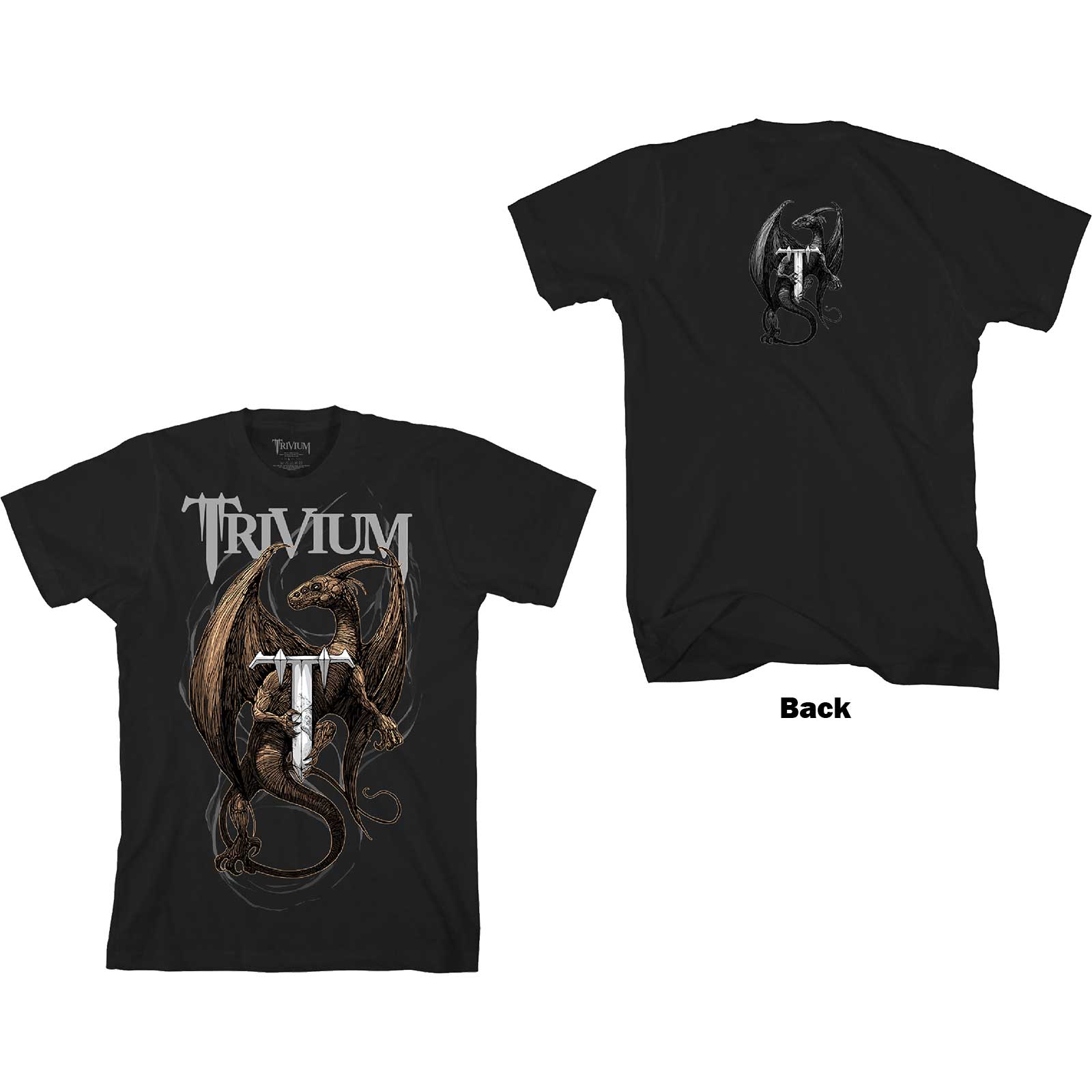Trivium Unisex T-Shirt: Perched Dragon (Back Print) (Large)