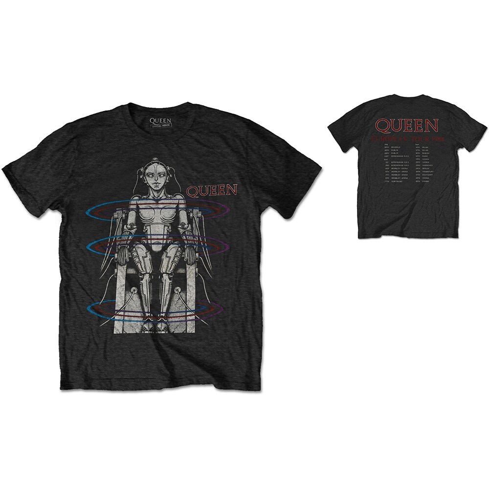 Queen Unisex T-Shirt: European Tour 1984 (Back Print) (Large) - 2