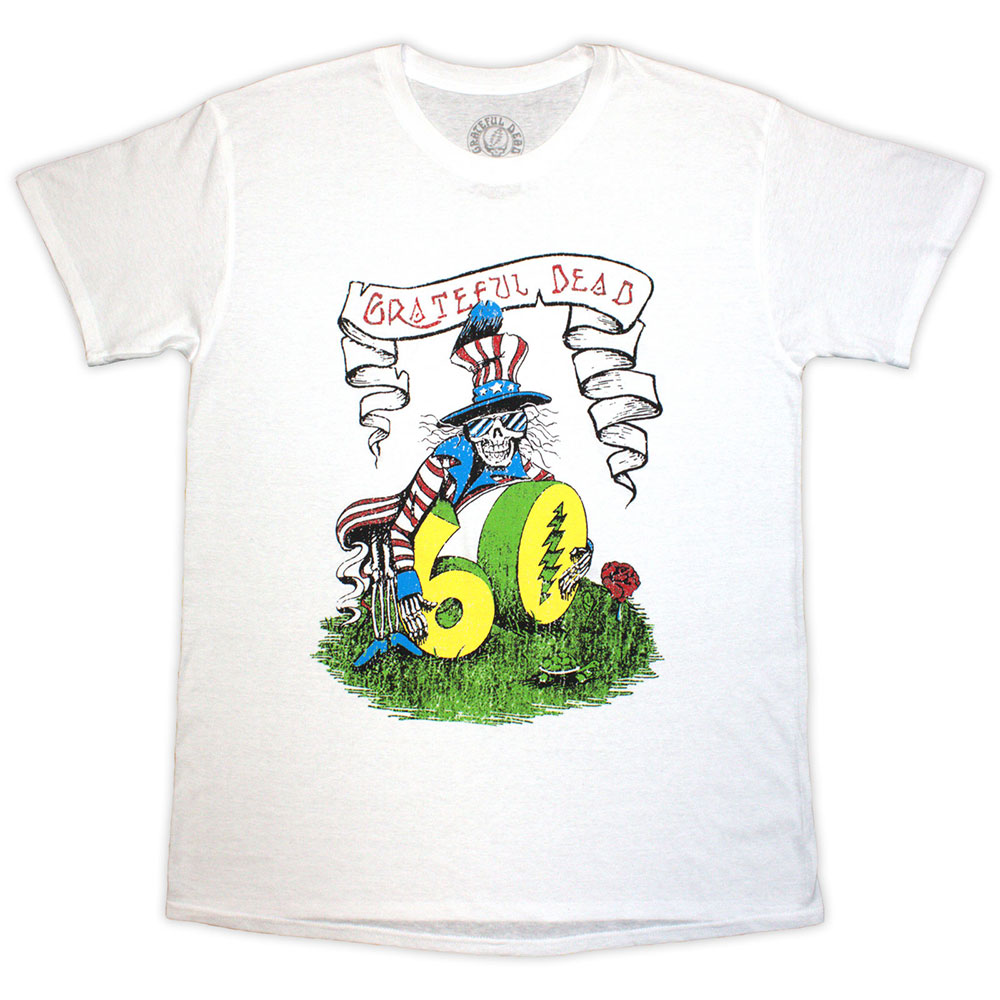 Grateful Dead Unisex T-Shirt: 60th Rose Pose (White) (Small)