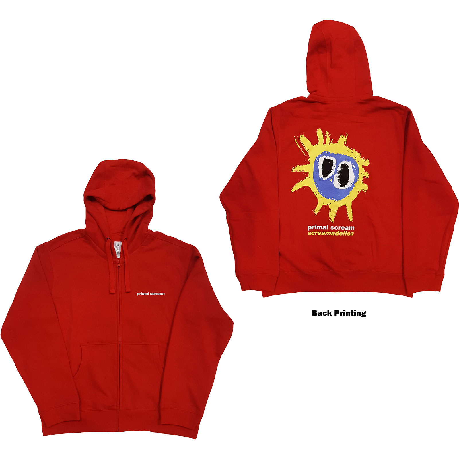 Primal Scream Unisex Zipped Hoodie: Screamadelica (Back Print) (Large) - 2