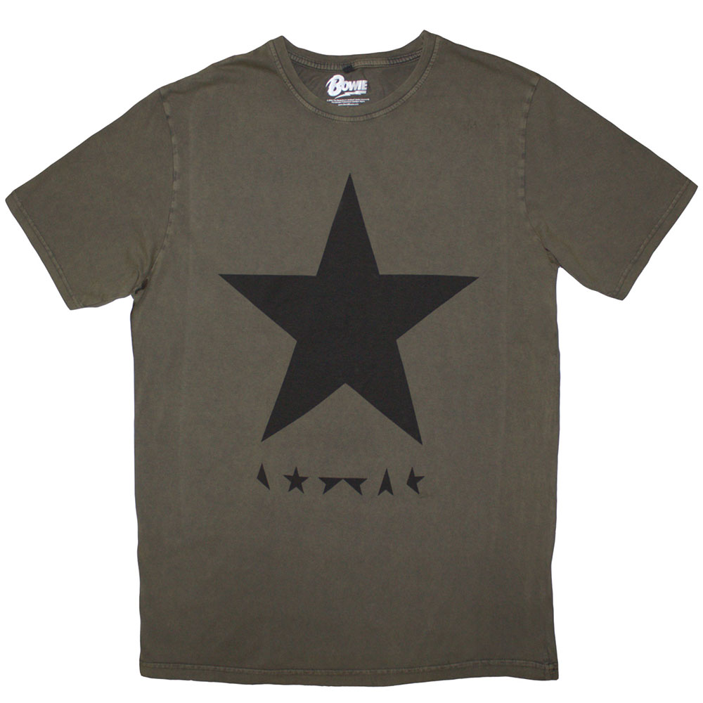 David Bowie Unisex Stone Wash T-Shirt: Blackstar (Green) (Small)