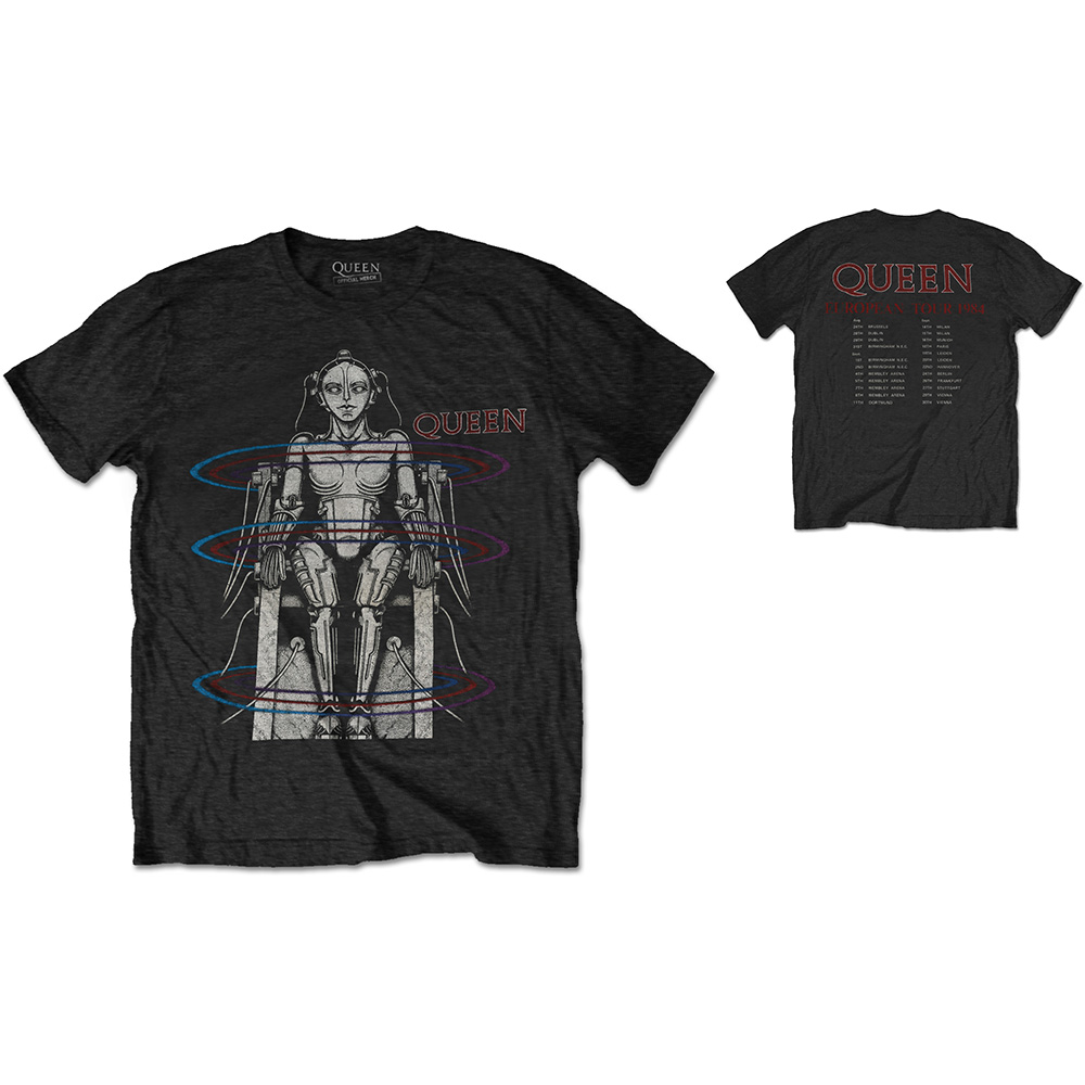 Queen Unisex T-Shirt: European Tour 1984 (Back Print) (XX-Large)