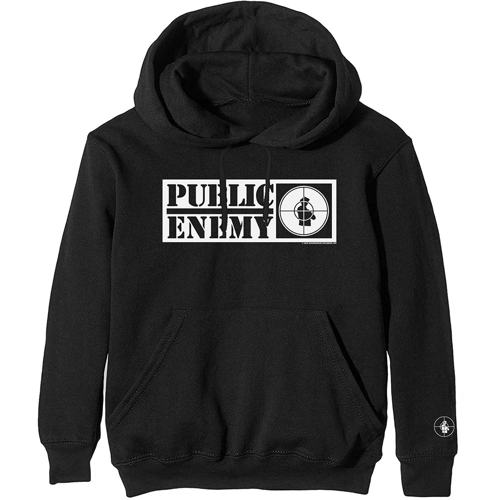 Public Enemy Unisex Pullover Hoodie: Crosshairs Logo (Sleeve Print) (Medium)