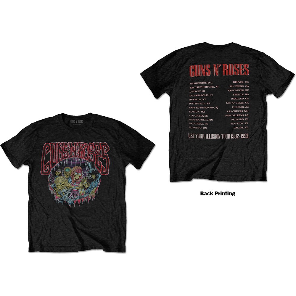 Guns N' Roses Unisex T-Shirt: Illusion Tour (Back Print) (X-Large)