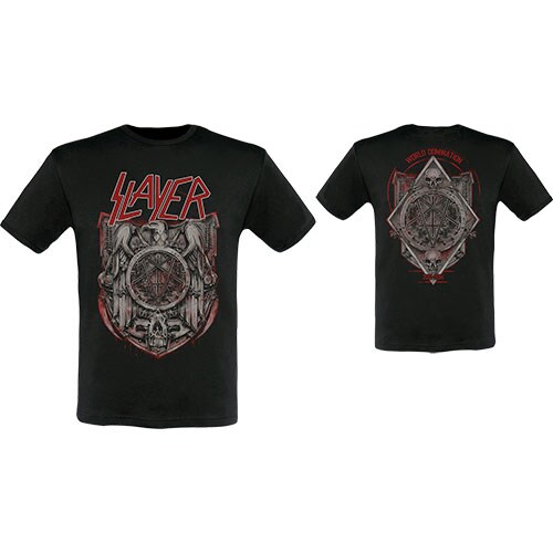 Slayer Unisex T-Shirt: Medal 2013/2014 Dates (Back Print/Ex. Tour) (Small) - 2