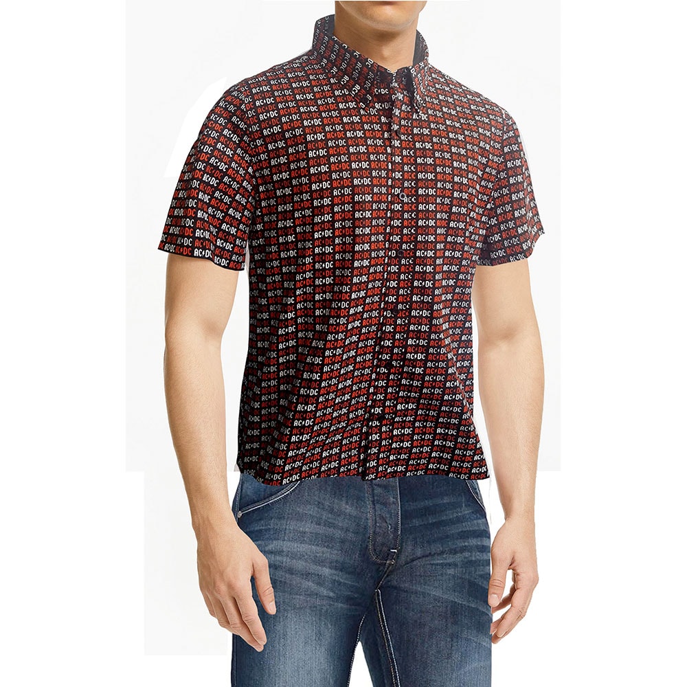 AC/DC Unisex Casual Shirt: Logo (All Over Print) (X-Large)