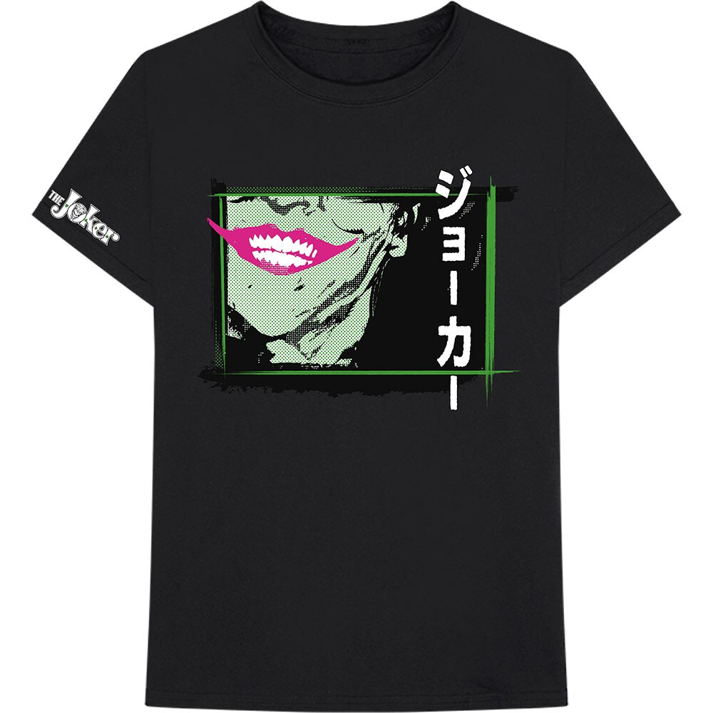 DC Comics Unisex T-Shirt: Joker Smile Frame Anime (Sleeve Print) (Small)