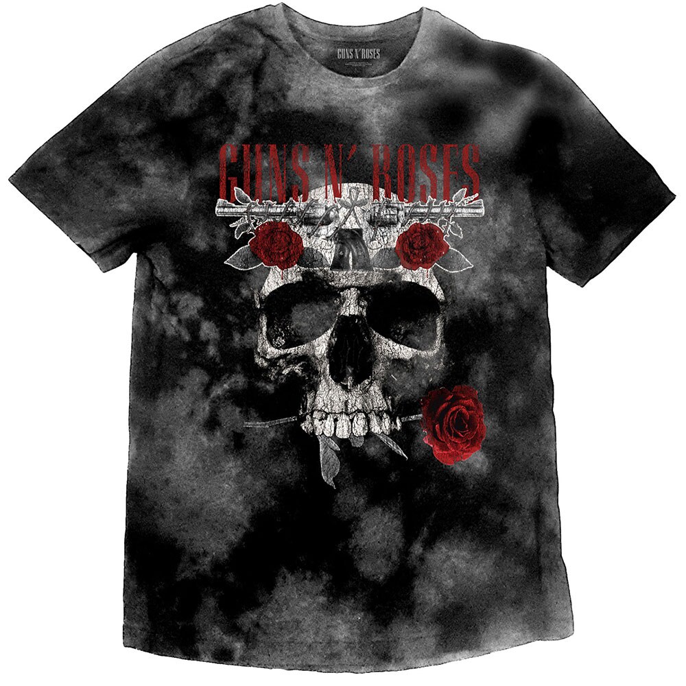 Guns N' Roses Unisex T-Shirt: Flower Skull (Dip-Dye) (Large)