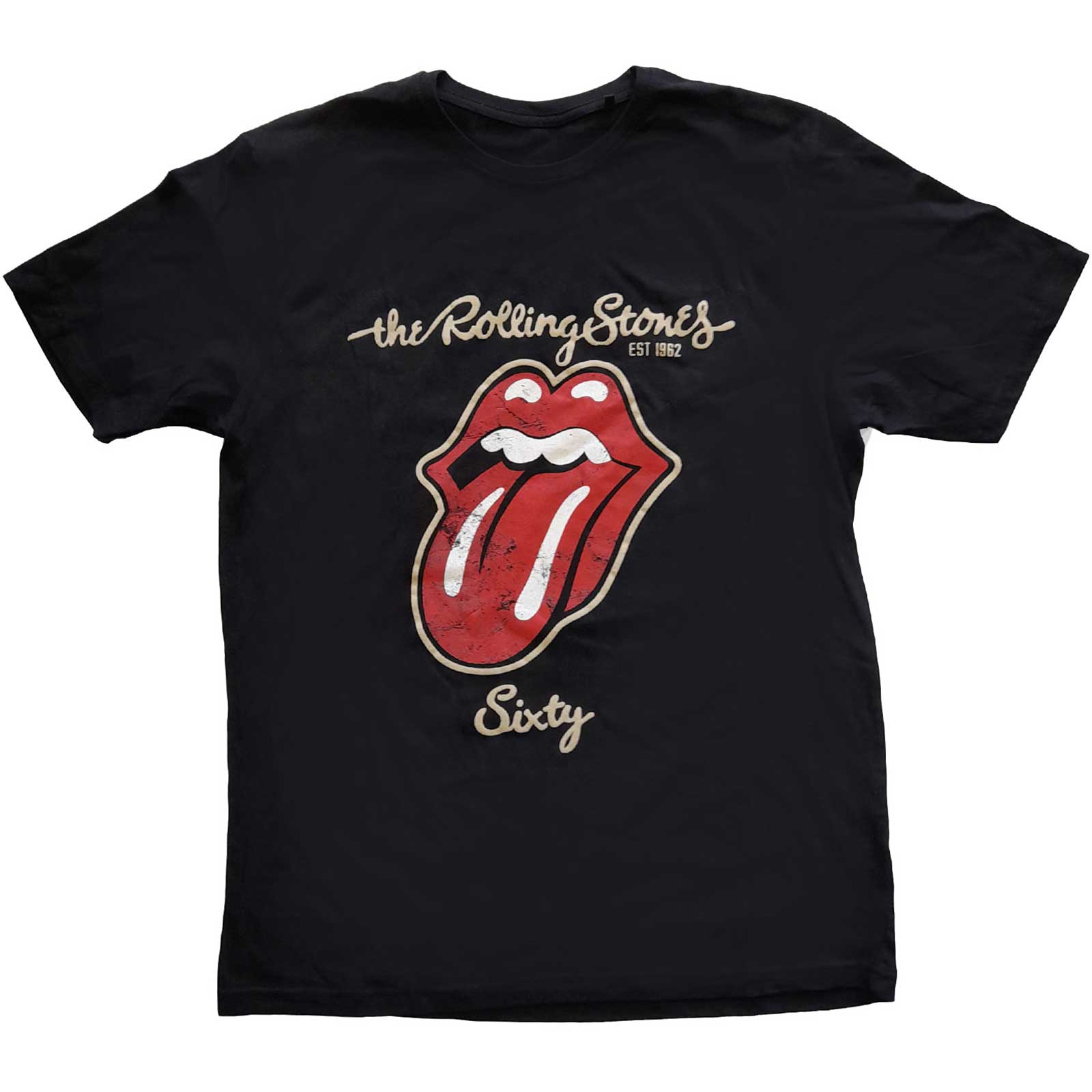 The Rolling Stones Unisex T-Shirt: Sixty Plastered Tongue (Suede Applique) (XX-Large)