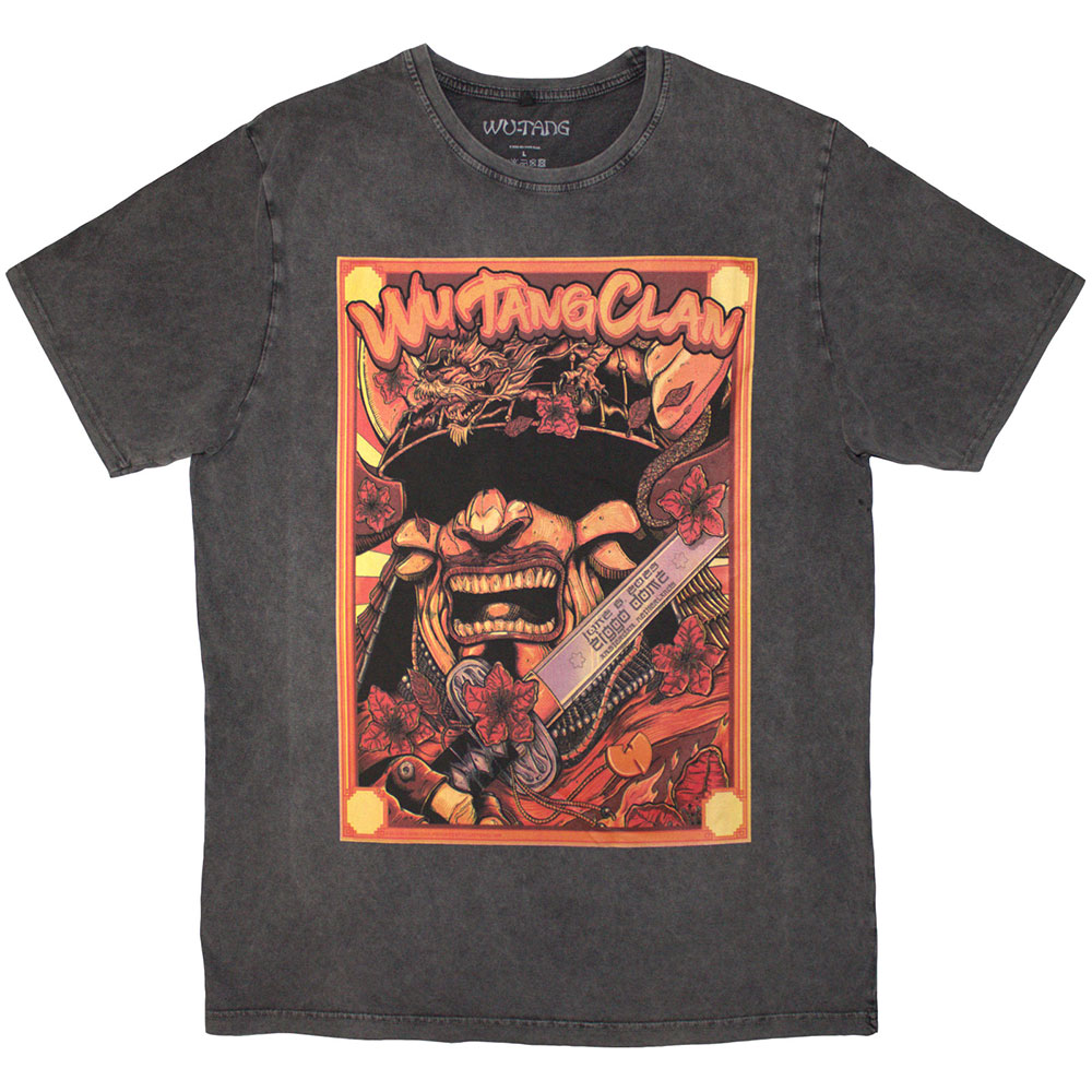 Wu-Tang Clan Unisex Stone Wash T-Shirt: Amsterdam '23 (Charcoal Grey) (Small)