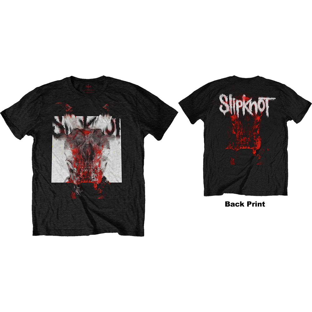 Slipknot Unisex T-Shirt: Devil Single - Logo Blur (Back Print) (Large)