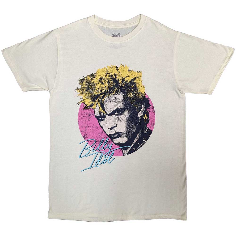 Billy Idol Unisex T-Shirt: Circle Illustration (Natural) (Large)