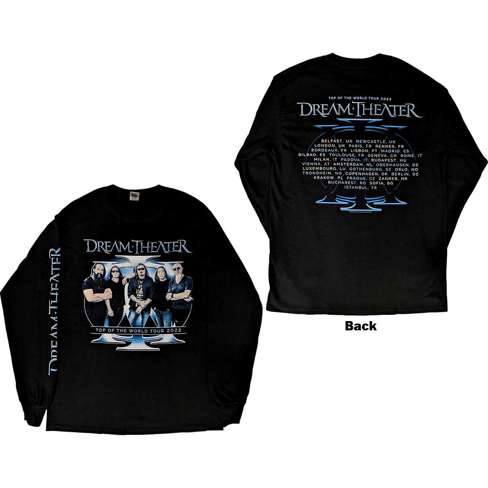 Dream Theater Unisex Long Sleeve T-Shirt: Band Photo TOTW Tour 2022 (Back Print & Ex-Tour) (Small)