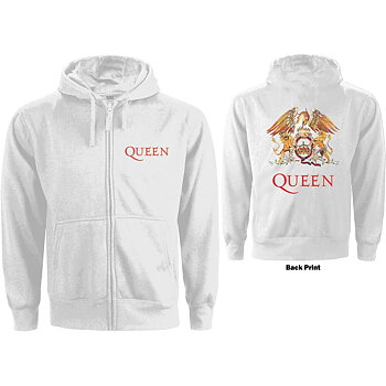 Queen Ladies Zipped Hoodie: Classic Crest (Back Print) (Medium)