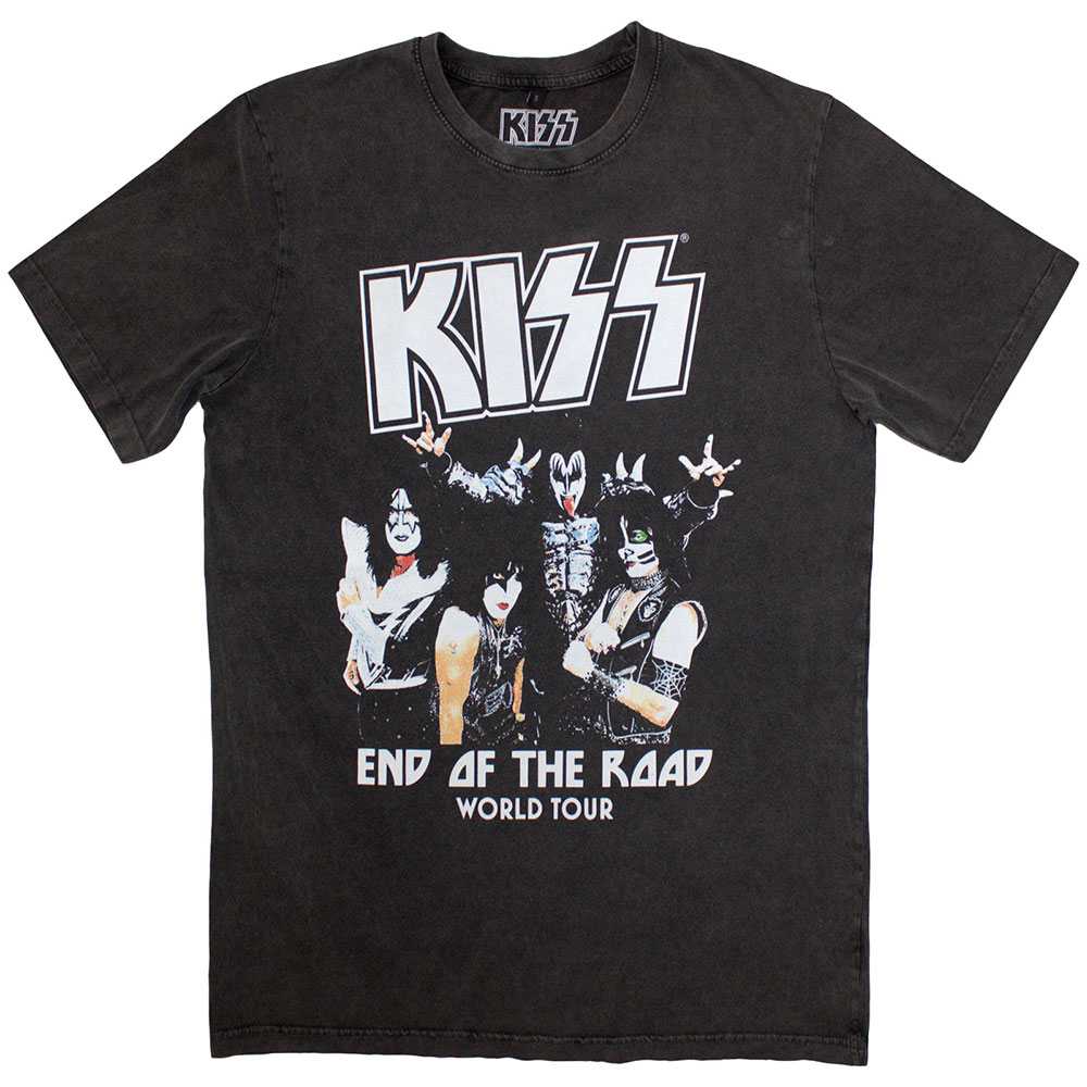 KISS Unisex Stone Wash T-Shirt: End Of The Road World Tour (Small)