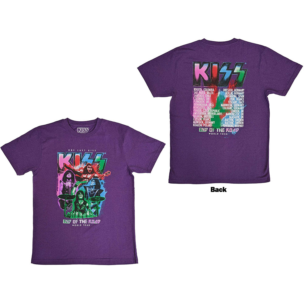KISS Unisex T-Shirt: End Of The Road Colour Pop (Back Print) (Large)