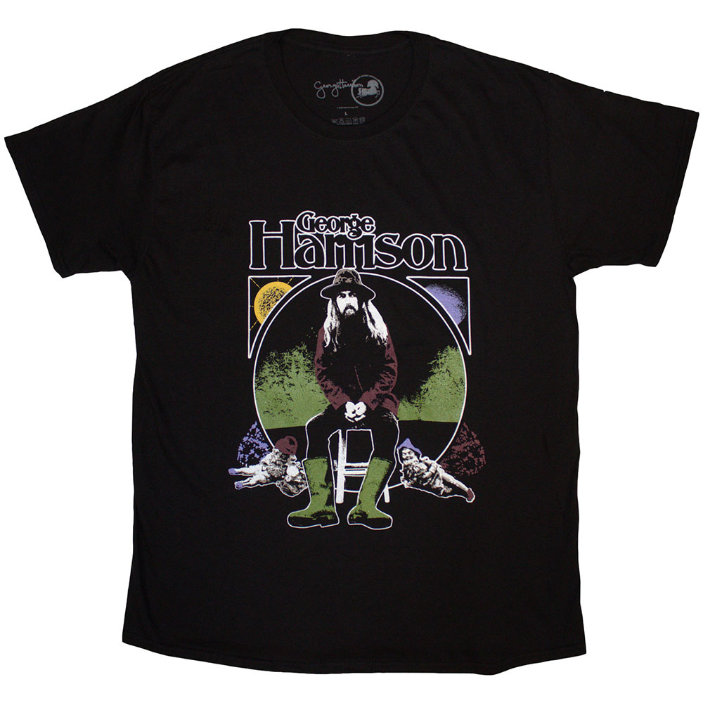 George Harrison Unisex T-Shirt: Sun & Moon (Black) (Medium)