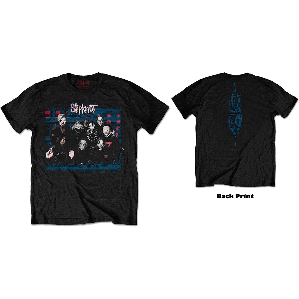 Slipknot Unisex T-Shirt: WANYK Glitch Group (Back Print) (Medium)