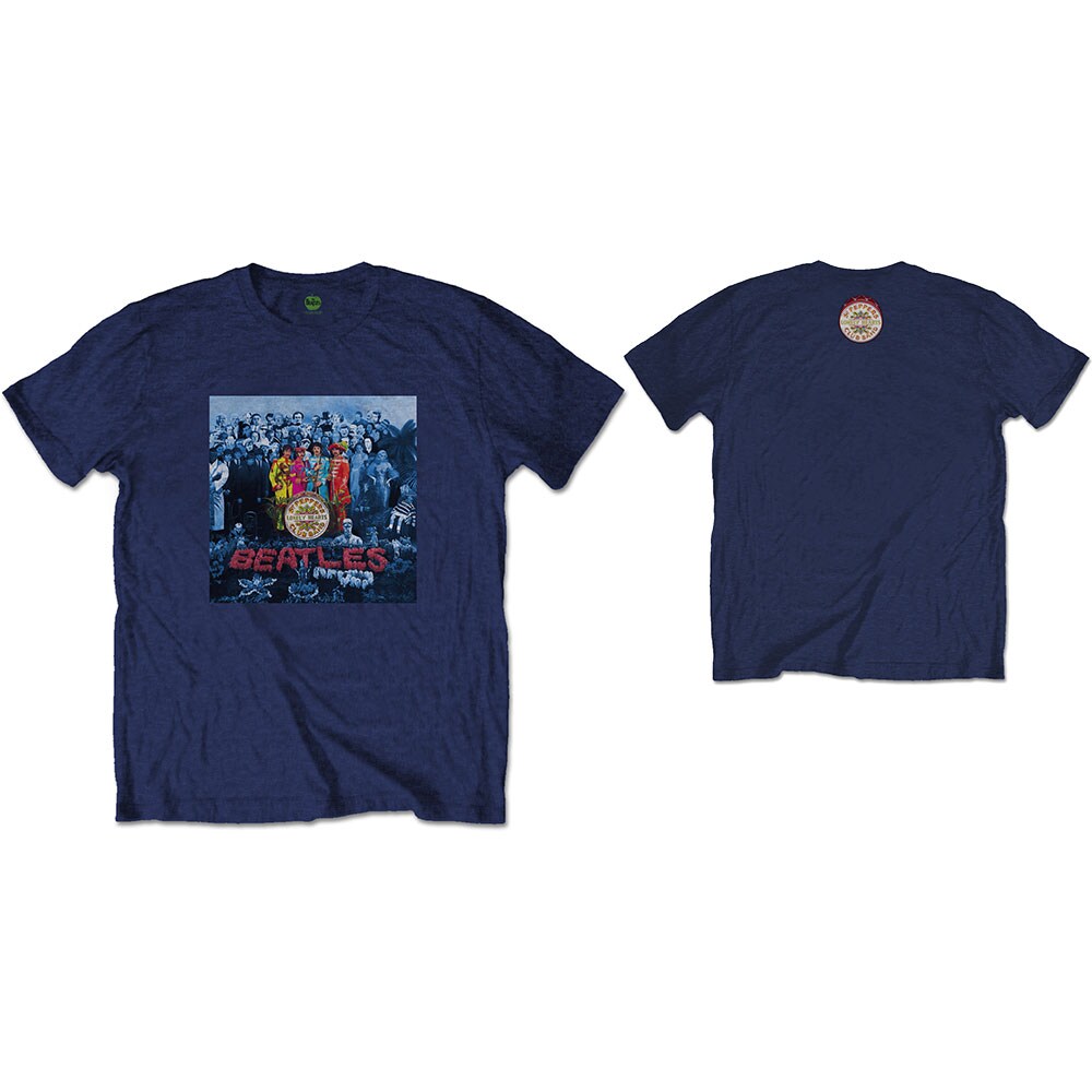 The Beatles Unisex T-Shirt: Sgt Pepper Blue (Back Print) (Medium) - 2