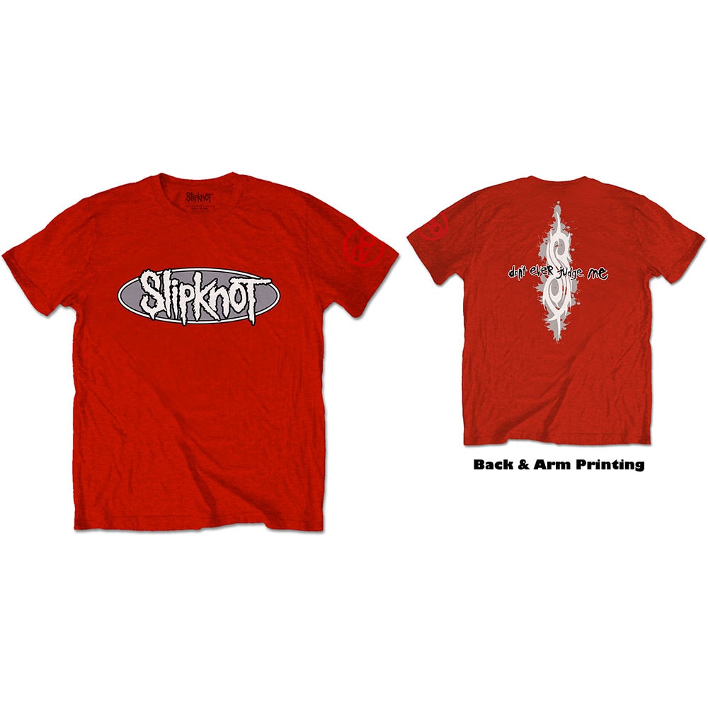 Slipknot Unisex T-Shirt: 20th Anniversary Don't Ever Judge Me (Back & Sleeve Print) (Large)
