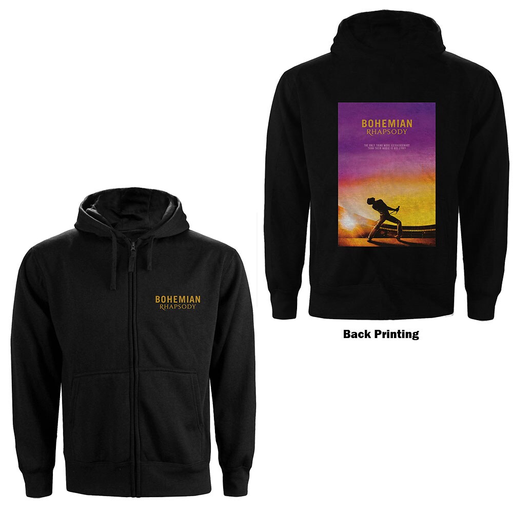 Queen Unisex Zipped Hoodie: Bohemian Rhapsody Movie Poster (Back Print) (XXX-Large)
