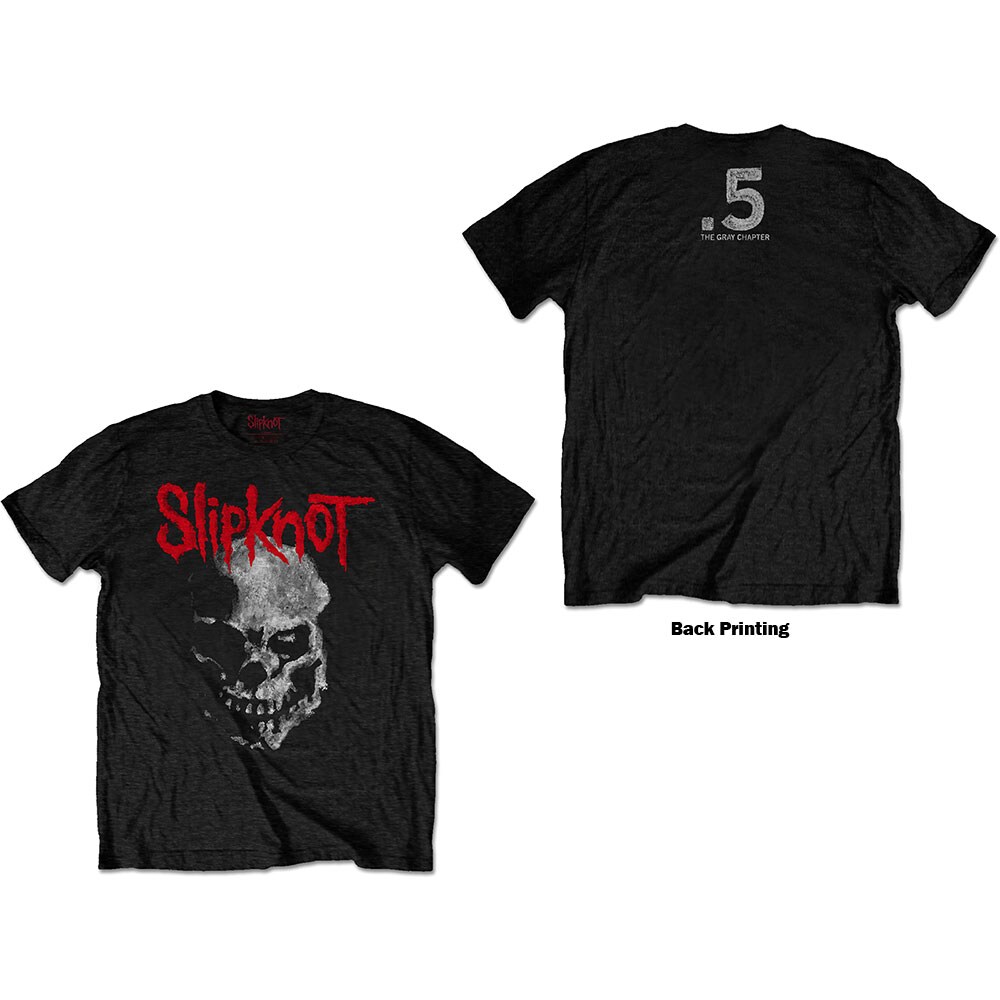 Slipknot Unisex T-Shirt: Gray Chapter Skull (Back Print) (Small)