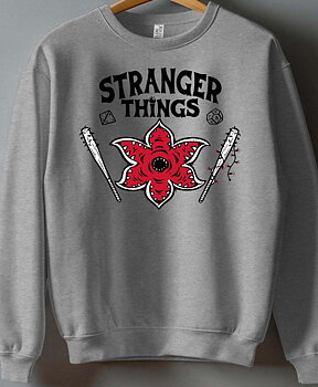 Stranger Things Netflix barn sweatshirt pojke: "Bad Stranger" - grå - storlek 12-14 år