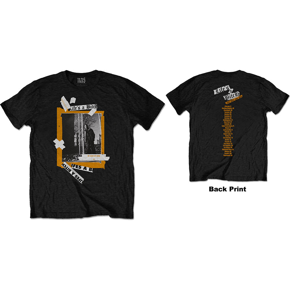 Nas Unisex T-Shirt: Life's a Bitch (Back Print) (Medium) - 2