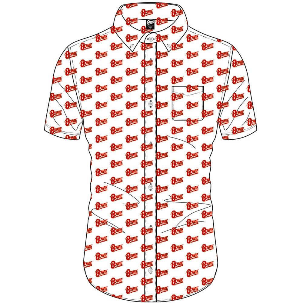 David Bowie Unisex Casual Shirt: Logo Pattern (All Over Print) (Small)
