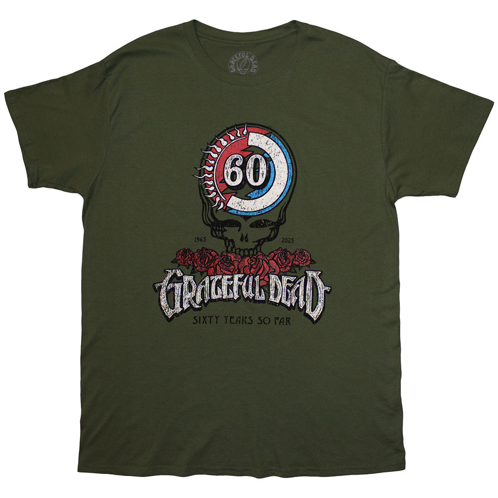 Grateful Dead Unisex T-Shirt: 60th Roses (Green) (X-Large)