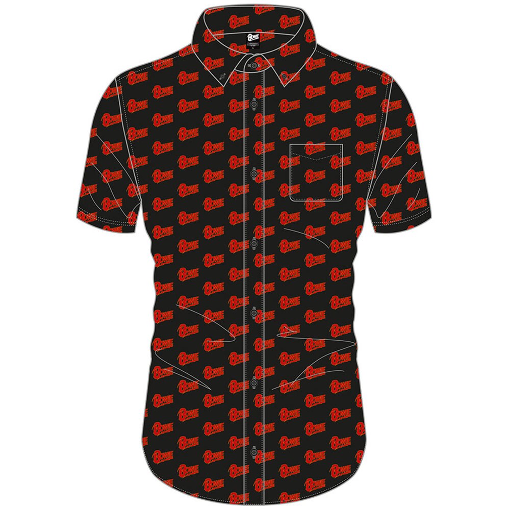 David Bowie Unisex Casual Shirt: Logo Pattern (All Over Print) (XX-Large)