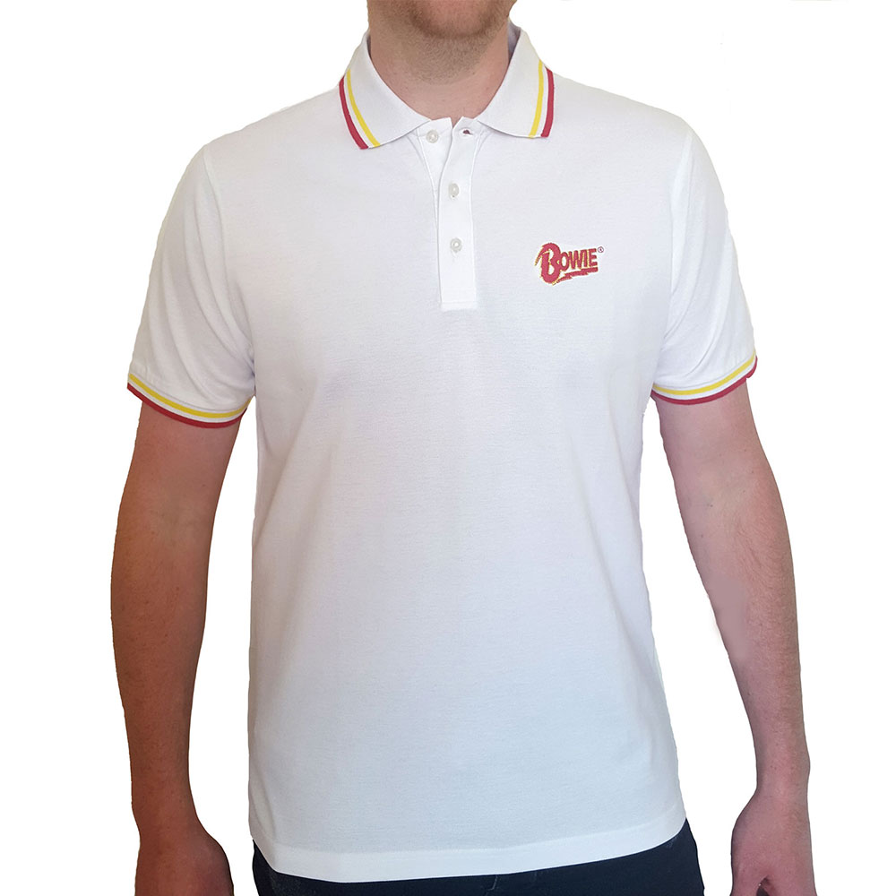 David Bowie Unisex Polo Shirt: Flash Logo (Medium)