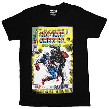 Marvel Comics Unisex T-Shirt: Cap vs The Panther Comic Cover (Medium)