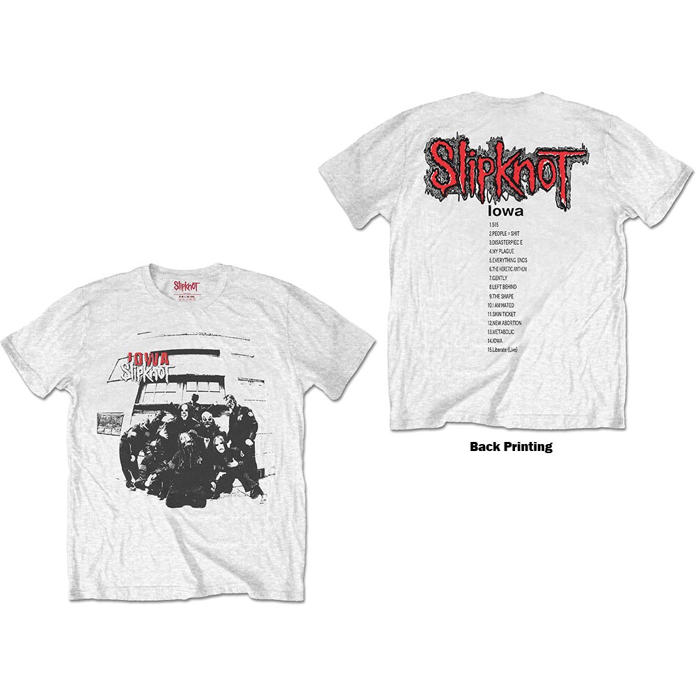 Slipknot Unisex T-Shirt: Iowa Track List (Back Print) (Large)