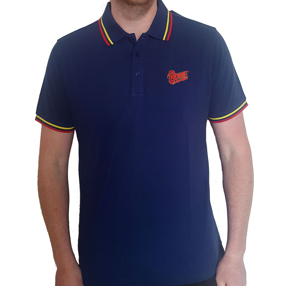 David Bowie Unisex Polo Shirt: Flash Logo (X-Large)