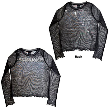 Billie Eilish Dam Långärmad Mesh Crop Top: HMHAS Tracklist (Svart) (Ryggtryck) 