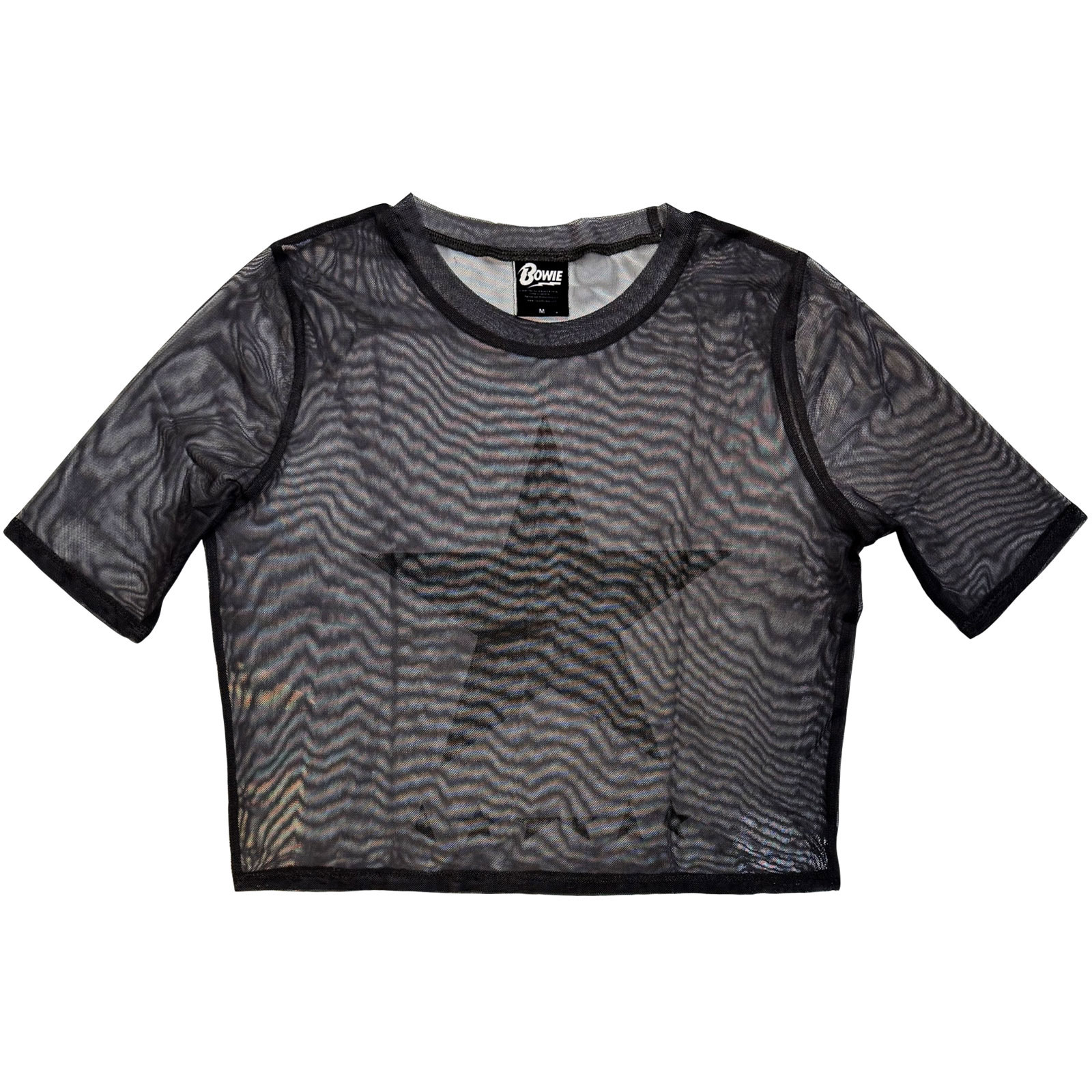 David Bowie Dam Mesh Crop Top: Blackstar (Kolgrå) - 2