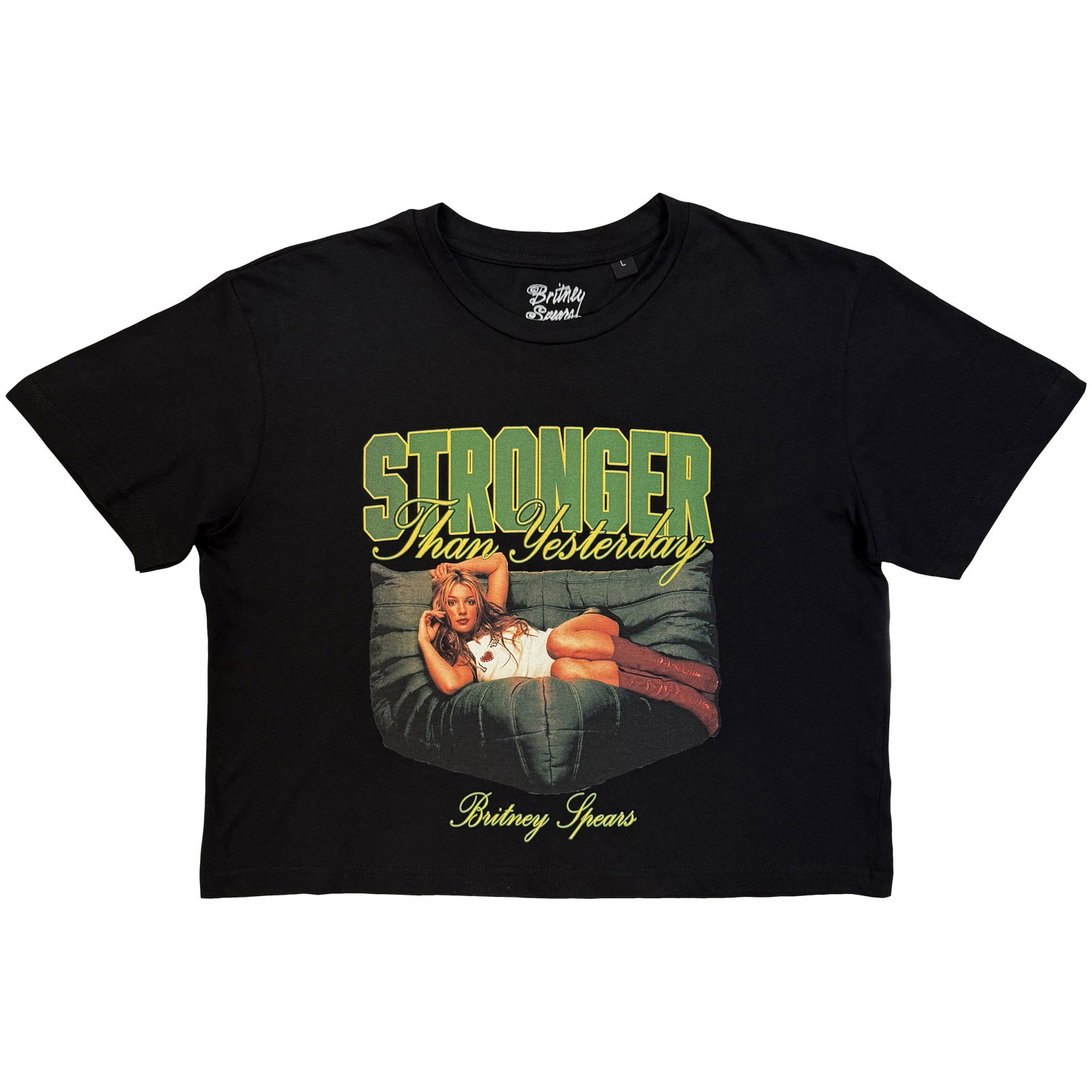 Britney Spears Dam Crop Top: Stronger Than Yesterday (Svart)  - 2